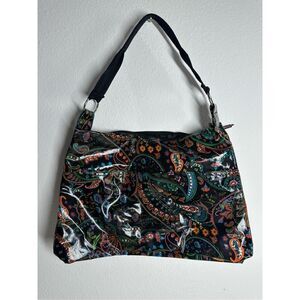 Braciano Vinyl Tote Kelly Brown Green Paisley See Description
